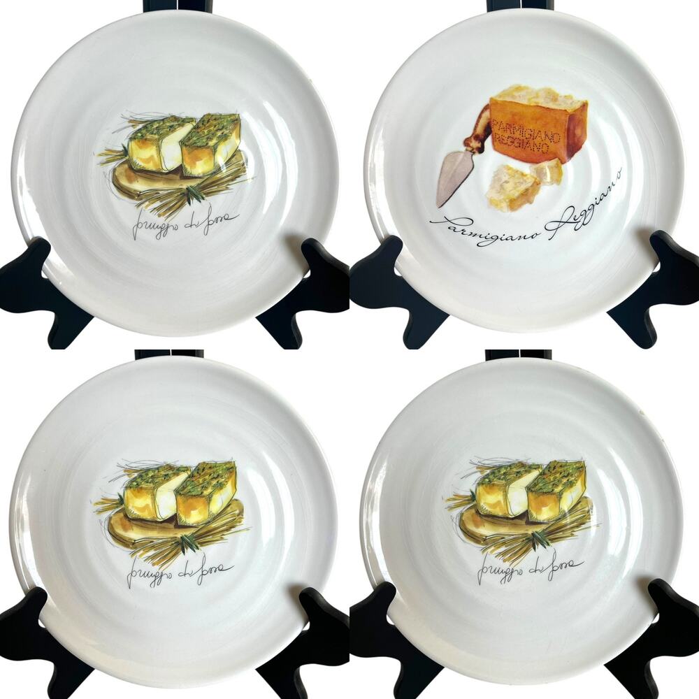 Ceramica Cuore Ceramic Cheese Plates Made in Italy Set of 4